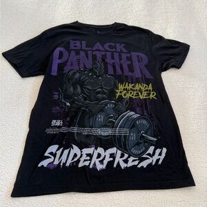 Marvel Black Panther Wakanda Forever Superfresh Graphic T-Shirt Size L Black